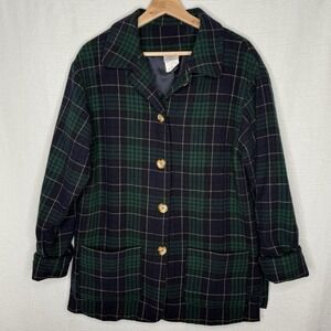 VTG Jaclyn Smith Wool Tartan Plaid Blazer Womens 12 Academia Green Jacket Ivy‎